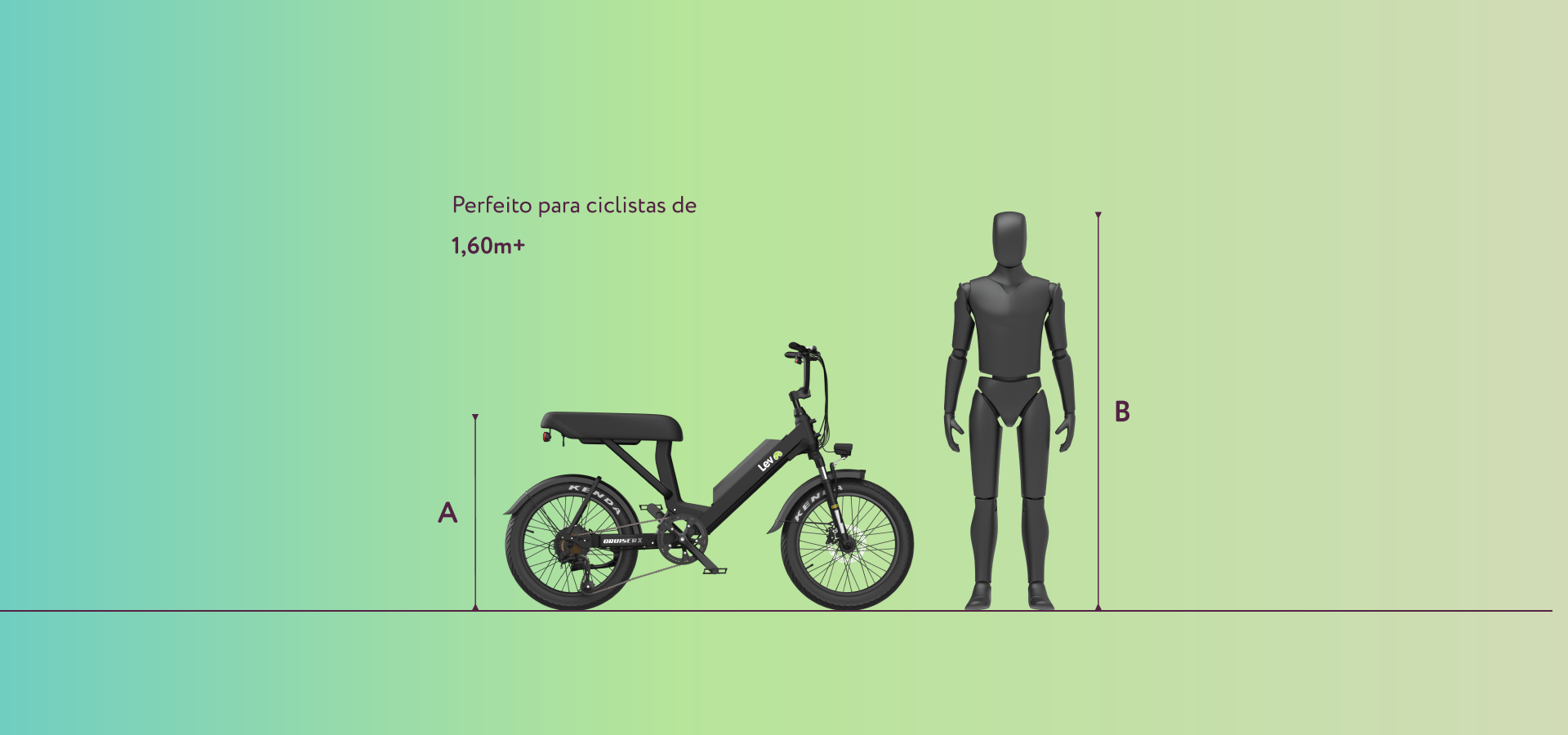 Cruiser X dimensões para ciclistas a partir de 1,60m