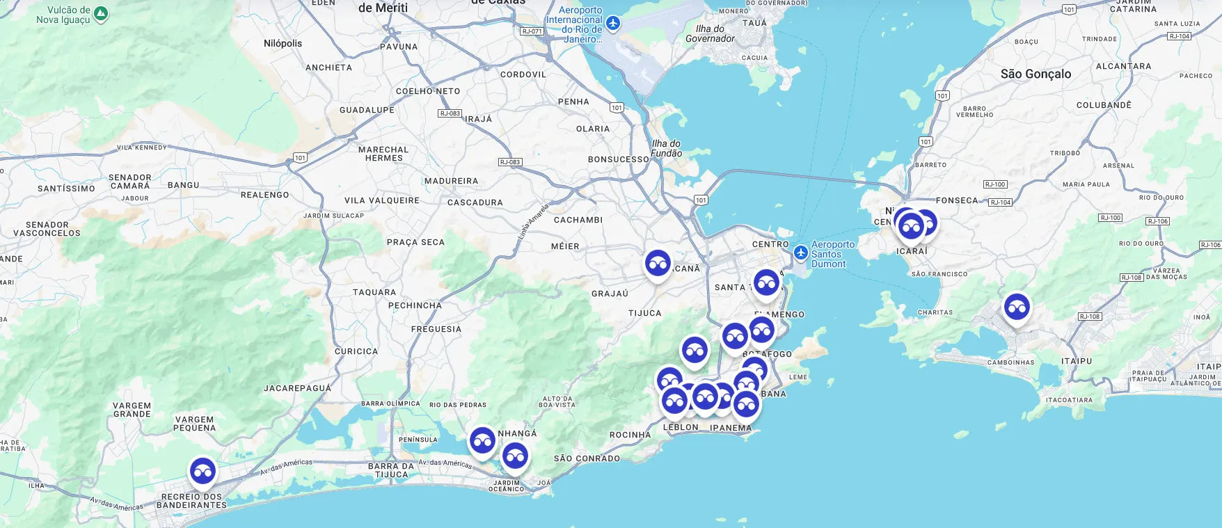 Mapa das lojas Lev